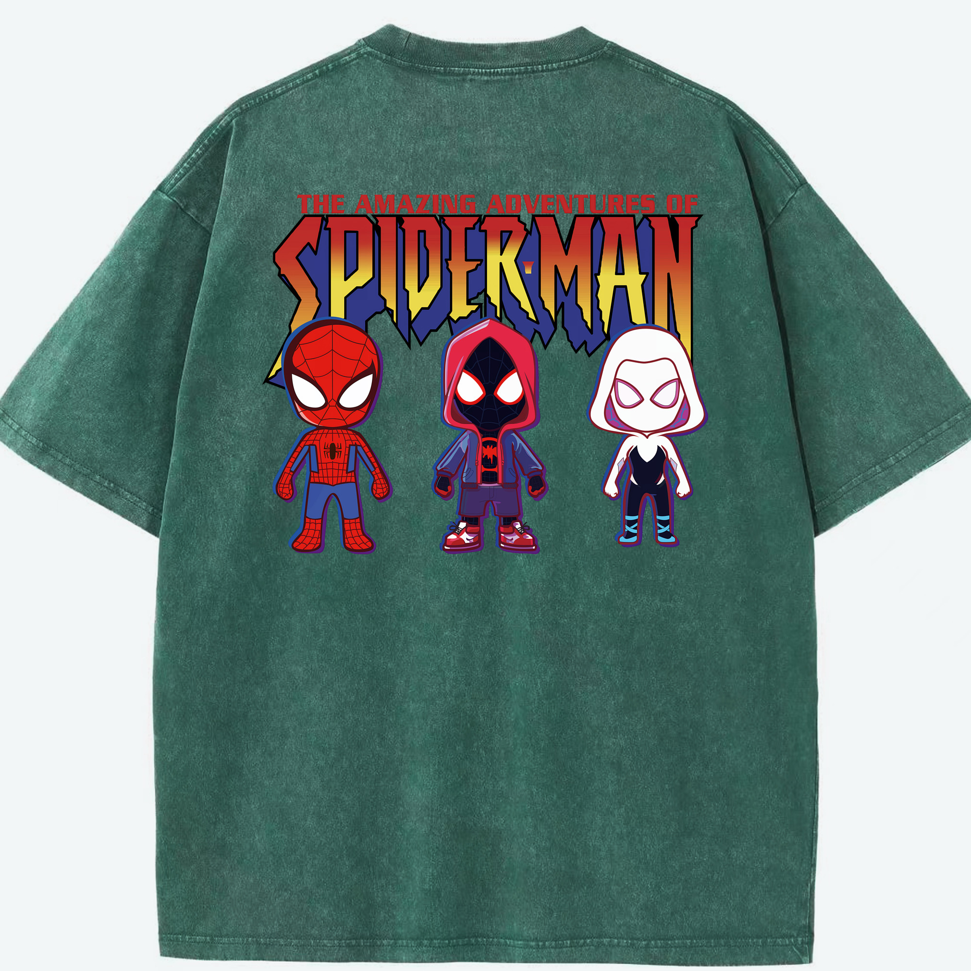 （画像用） Spider Man スパイダーマン 綿100% ヴィンテージ風 半袖Tシャツ（背面プリント）